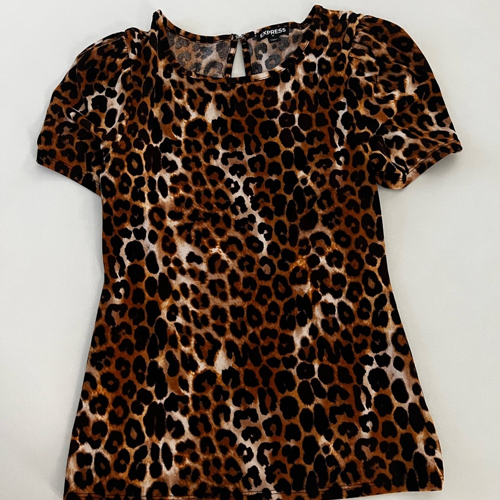 Express leopard short sleeve dress top. Size XS